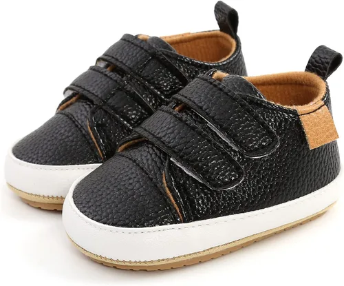 Vista 5 de Zapatos de bebé para niñas y niños pequeños, antideslizantes, suela suave, piel sintética, zapatos de bebé recién nacido, zapatos de primeros pasos