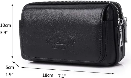 Vista 7 de Leather Waist Pack Belt Holster for Men Women Clip Holder Outdoor Travel Cover Pouch Purse Fanny Bag Cell Phone Case