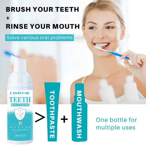 Vista 2 de LANTHOME Productos de blanqueamiento de dientes de espuma blanca (2 piezas) - Mousse blanqueador de dientes, espuma para blanquear los dientes