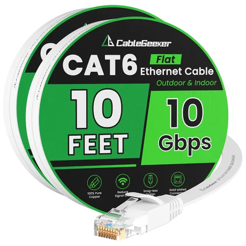 Vista 16 de Cable Ethernet Cat 6 de 10 pies, paquete de 2 unidades, para interiores y exteriores, red de Internet de 10 Gbps de alta velocidad, cable Ethernet