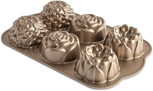 Vista 14 de Nordic Ware molde para pastel con forma de rosebud, capacidad de 2.25 tazas, color tofe