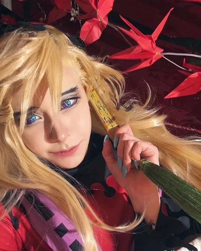 Vista 7 de Aadesso Anime Demon Slayer Kimetsu No Yaiba Douma Cosplay Peluca Hombres Mujeres Resistente al Calor Pelucas de Pelo Sintético Halloween