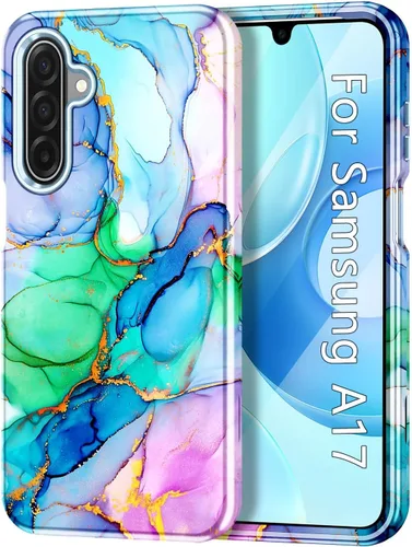 Vista 22 de Btscase Funda para Samsung Galaxy A16 5G, patrón de mármol 3 en 1, resistente a prueba de golpes, cuerpo completo, policarbonato duro y suave Rosa