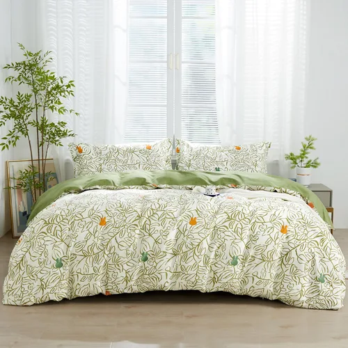Vista 26 de SAPHREAS Juego de Funda de Edredón de Flores Rosas 2 piezas Algodón Estilo Jardín Campanilla Floral Ropa de Cama Juego de Funda de Edredón 100%