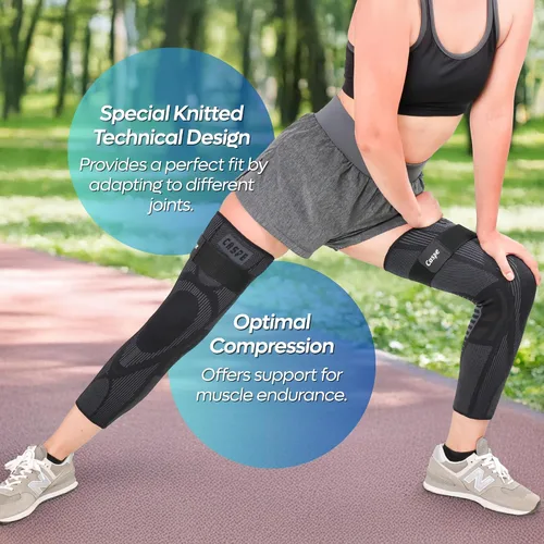 Vista 8 de Caspe Leg Compression Sleeve With Strap, Full Length Thigh Knee Calf Support, Knee Compression Sleeve Women & Men, Full Leg Support for Light