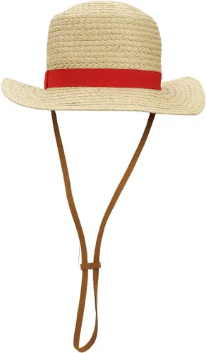 Vista 4 de Bioworld Sombrero de pescador de paja Luffy Cosplay de una pieza con cuerda de barbilla marrón, Marrón