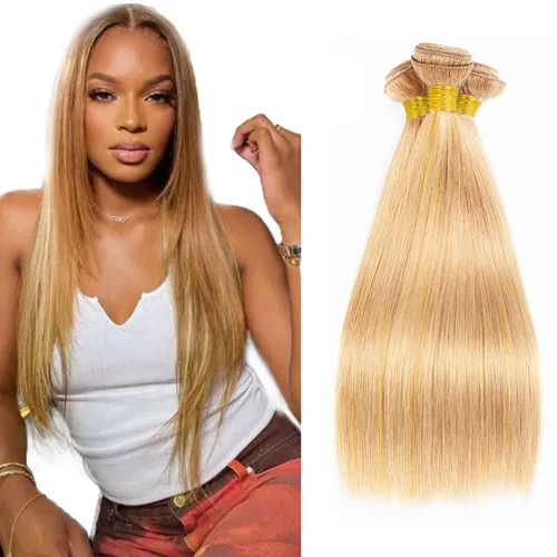 Vista 187 de 300g 1B27 Human Hair Bundles Honey Blonde Bundles Human Hair 10A Brazilian Virgin Remy Hair Extensions 8 10 12 Inch