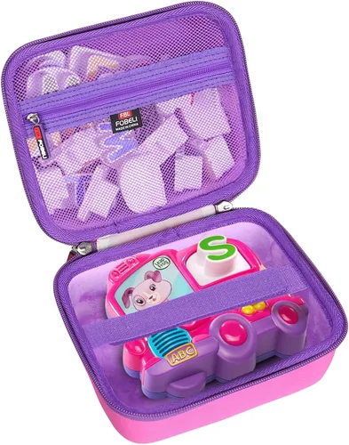 Vista 2 de FBLFOBELI Estuche rígido de transporte EVA compatible con LeapFrog Fridge Phonics juego de letras magnéticas (rosa)