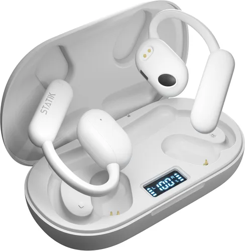 Vista 9 de Statik Aktive - Auriculares Bluetooth de oreja abierta, inalámbricos, carga rápida y batería de larga duración de 10 horas, ajuste seguro cómodo