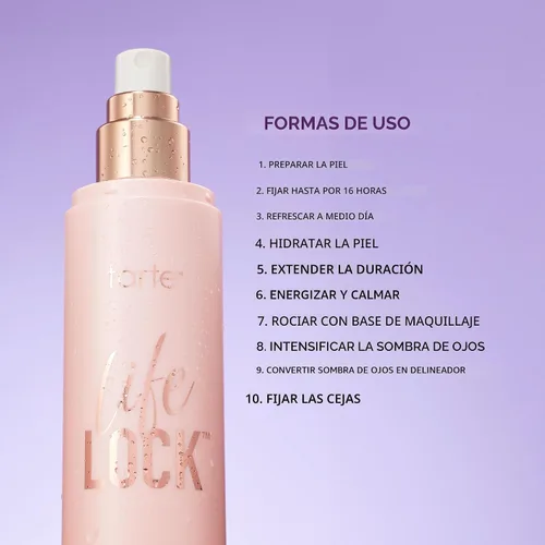 Vista 7 de tarte Life Lock Hydrating Setting Spray – 10-in-1 Weightless Mist with Hyaluronic Acid to Hydrate & Lock Long-Lasting Makeup, Waterproof, Sweatproof
