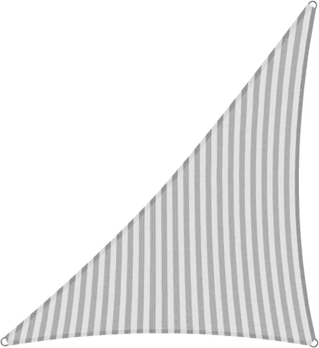Vista 9 de Toldo triangular derecho a rayas grises y blancas, 2 x 2 x 3 pies, tela permeable al aire, toldo resistente para patio, jardín, al aire libre