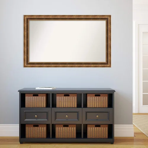Vista 160 de Amanti Art Espejo de pared personalizado no biselado (25 x 25 pulgadas), marco de bronce acentuado, varios tamaños personalizados, espejo de baño