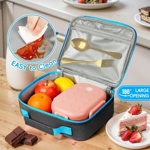 Vista 5 de Lonchera para niños, bonita bolsa de almuerzo aislada para niños, lonchera escolar impermeable, regalo para adolescentes y adultos, bolsa