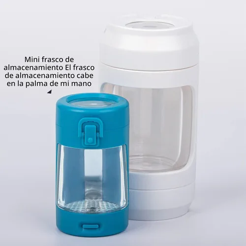 Vista 3 de Tarros de almacenamiento herméticos con luz LED de vidrio transparente con lupa, portátil, mini ligero para un fácil almacenamiento y transporte