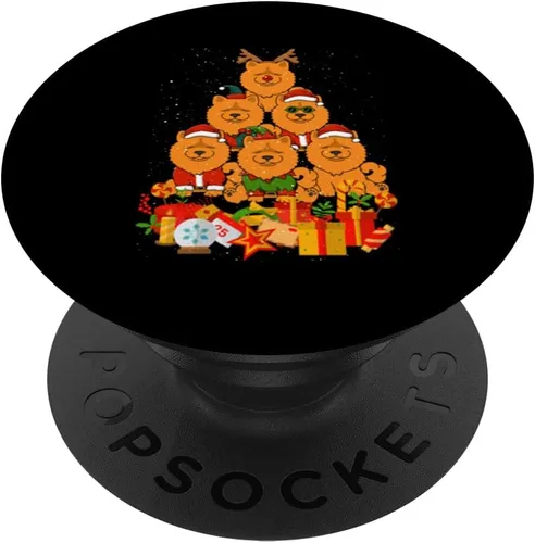 Vista 6 de Chow Chow Merry Christmas Tree Lights Dog X-Mas Dogs PopSockets MagSafe PopGrip for iPhone