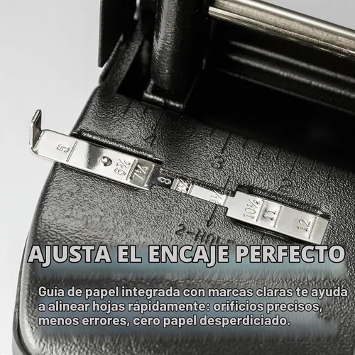 Vista 8 de Officemate Punzón de 2 a 3 agujeros ajustable resistente con mango de palanca, capacidad de 32 hojas, negro (90078)