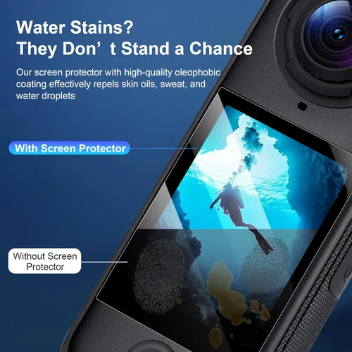 Vista 5 de STARTRC VCR Protector de pantalla de vidrio templado 9H para Insta360 X4 Air Curved Full Coverage Screen Film, Ultra HD Anti-Fingerprint Camera