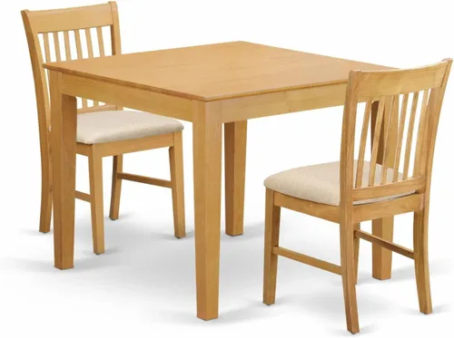 Vista 6 de East West Furniture OXNO3-MAH-C - Juego de mesa de comedor de 3 piezas contiene una mesa de cocina cuadrada y 2 sillas de comedor tapizadas de tela