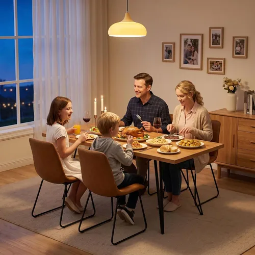 Vista 4 de HIPIHOM Mesa de comedor extensible para 4-6, de 55 a 71 pulgadas para espacios pequeños Mesa de roble