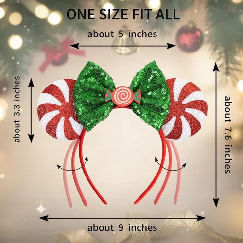 Vista 34 de Diadema de Navidad, orejas de ratón, decoraciones navideñas, sombreros de Navidad