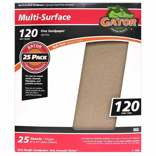 Vista 13 de Gator - Hojas de lijado multisuperficie de 9 x 11 pulgadas, grano 36, paquete de 25