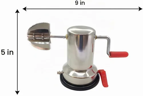 Vista 3 de Rascador de coco con base de vacío de acero inoxidable Máquina de raspadores de coco de plata, raspadores de coco Últimos ralladores de coco