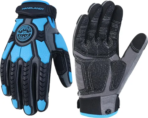 Vista 8 de HANDLANDY Anti Vibration Gloves, SBR Padding, TPR Protector, Mechanic Work Gloves