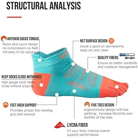 Vista 6 de AONIJIE Toe Socks for Men and Women High Performance Athletic Running Toe Socks