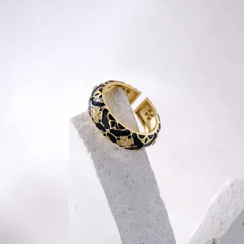 Vista 3 de Anillos de trébol de cuatro hojas para mujer, ajustable, delicado, esmaltado, joyería de la suerte