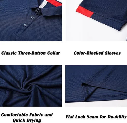 Vista 5 de HUAKANG Paquete de 3 camisas polo para hombre, de manga corta, deportivas, golf, tenis, secado rápido, para entrenamiento atlético