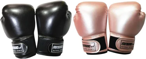 Vista 8 de Garneck Guantes de boxeo para niños, guantes de entrenamiento, guantes de entrenamiento Junior Punch PU cuero relleno de esponja para niños pequeños