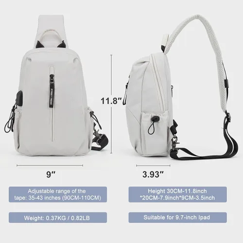 Vista 4 de Bolsa de mensajero para hombres, mochila cruzada pequeña, bolsa de hombro para hombres y mujeres, mochila con correa de lona