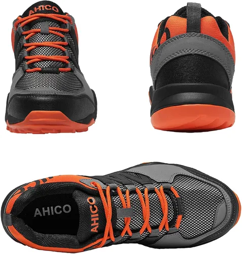 Vista 6 de Ahico Mens Hiking Shoes Water Resistance Outdoor Sneakers Trekking Non-Slip Lightweight Trail Running Camping Breathable Climbing Travel Shoes