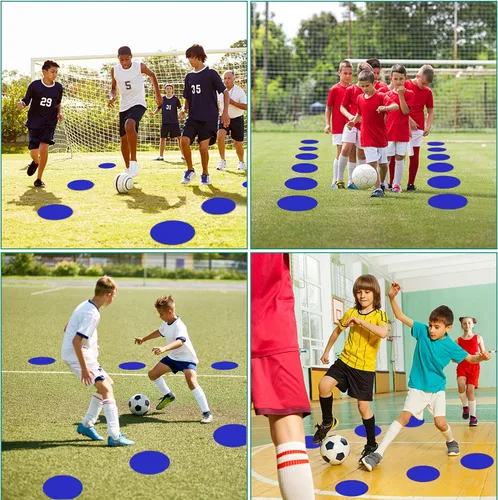 Vista 6 de Marcadores de goma para el suelo, puntos de agilidad antideslizantes de 9 pulgadas, conos planos para niños, deportes, fútbol, baloncesto