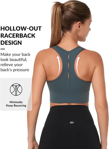 Vista 2 de Yvette Sujetadores deportivos para mujer de alto impacto con cremallera frontal, brasier deportivo de alto soporte, busto grande para entrenamiento