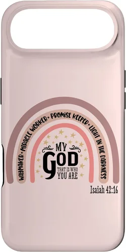 Vista 26 de Funda motivacional para iPhone 13 Pro Max Waymaker Boho Rainbow con versículo bíblico