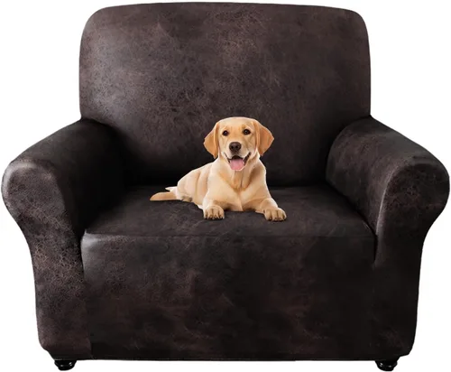 Vista 30 de ANARACHON - Funda elástica para sillón con aspecto de piel, 1 pieza Negro