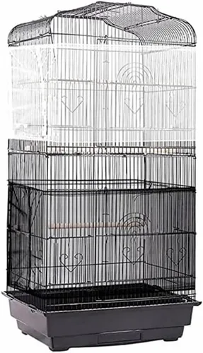 Vista 3 de Cubierta ajustable para jaula de pájaros con protector de semillas y plumas, protector de jaula de pájaros de nylon con malla de nylon para loro