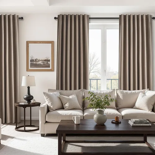 Vista 83 de Topfinel cortinas opacas de lino beige y blanco de 63 pulgadas de largo, 2 paneles para ventana pequeña, estilo natural de abedul bohemio y rústico