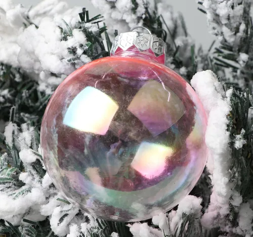 Vista 3 de YYCRAFT Adornos de bola de Navidad de plástico transparente inastillables, bolas iridescentes de 6CM, adornos para decoración de fiesta de Navidad