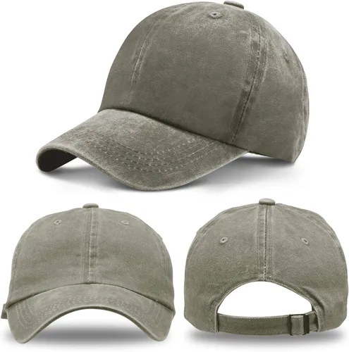 Vista 4 de 4 piezas de algodón lavado gorra de béisbol ajustable sarga llano sombrero unisex gorra de béisbol vintage papá sombrero