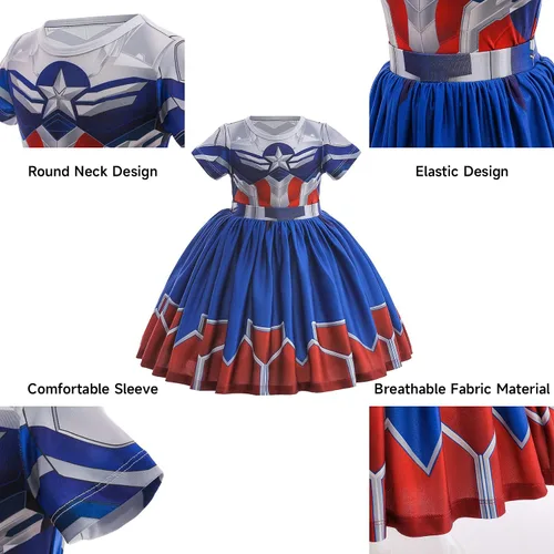 Vista 5 de Hellet Girls Dress Up Superhero Sets & Slap Bracelets for Kids Costumes Halloween Birthday Gifts Party