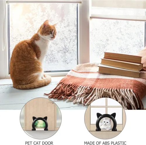 Vista 6 de DOITOOL Puerta interior integrada para mascotas con portal para gatos para pasaje de túnel de bricolaje, puerta ligera de plástico ABS para mascotas