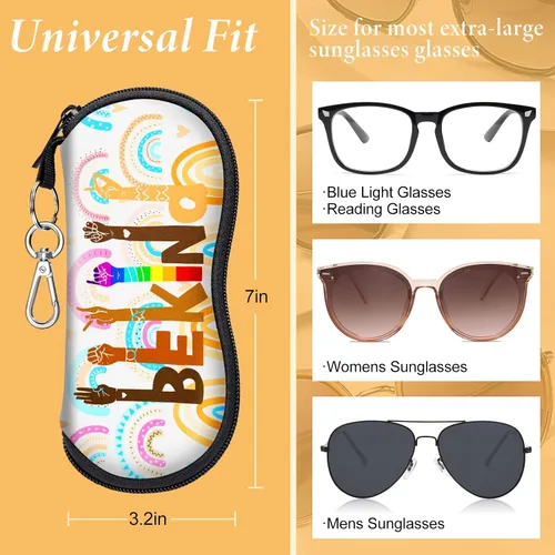 Vista 3 de Estuche para lentes de sol, bolsa de viaje suave para niños, mujeres y hombres, fundas delgadas de neopreno con cierre de clip, paquete de 2