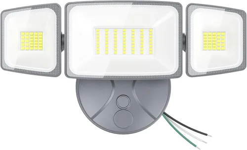 Vista 9 de Onforu Luces de inundación de 75 W para exteriores, luces de seguridad de 7000 lm de brillo, controladas por interruptor, con 3 cabezales