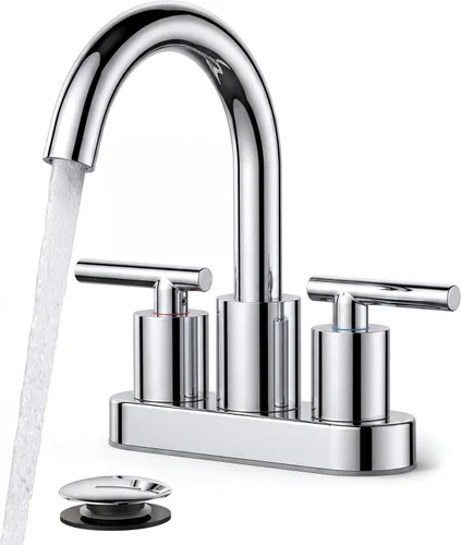 Vista 19 de FORIOUS Grifo de lavabo de baño de oro cepillado de 4 pulgadas, 2 agujeros