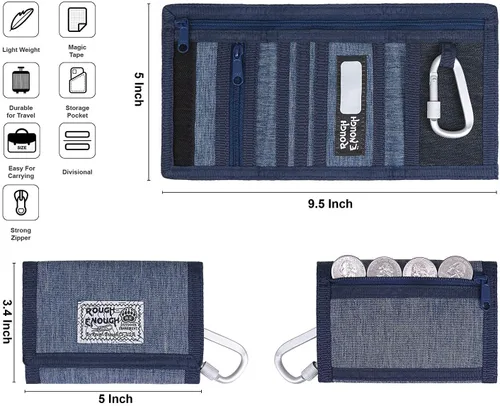 Vista 4 de Rough Enough - Cartera para hombre y niño adolescente en azul vaquero clásico fresco