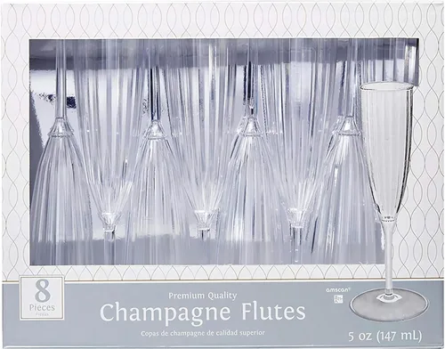 Vista 6 de Amscan Copas de champán de plástico desechables elegantes transparentes – 5 onzas (8 unidades) – Copas perfectas para bodas, duchas, fiestas