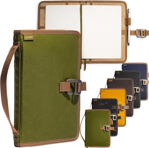 Vista 31 de LOCHBY® Carpeta Field A5 Cubierta de carpeta de 6 anillas Lona encerada resistente al agua Diseño plano Sistema A5 apto para recargar