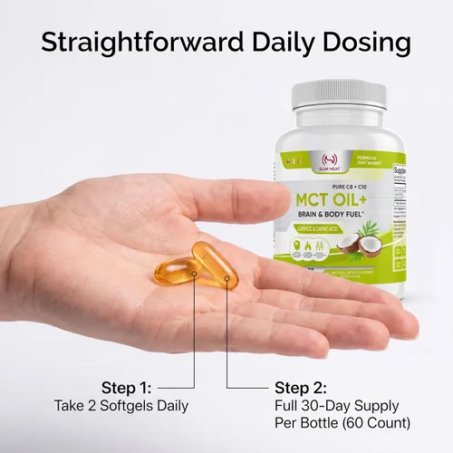 Vista 7 de Cápsulas blandas de aceite MCT – 2000 mg C8 Caprílico y C10 Capric Blend – Suplemento de grasas de coco apto para dieta cetogénica, sin ácido
